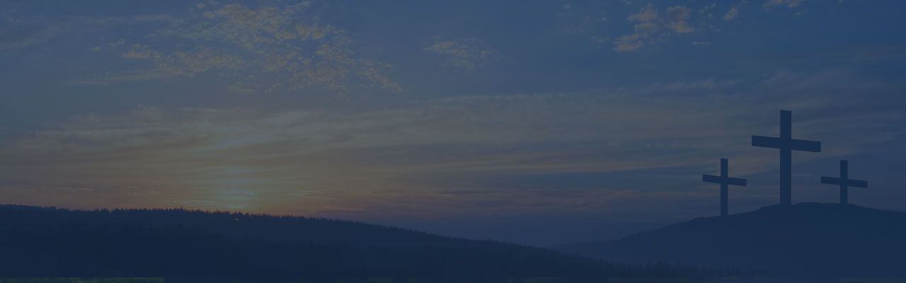 banner image of crosses and the sun setting